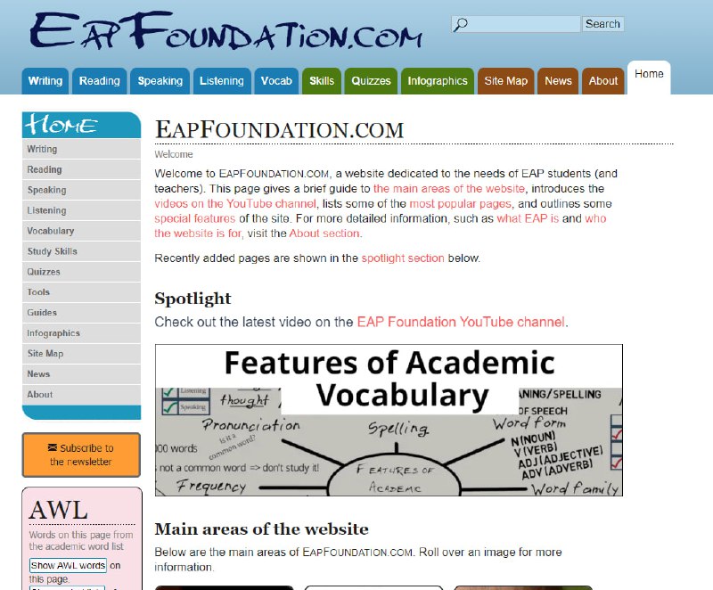 网站主要关注学术英语
