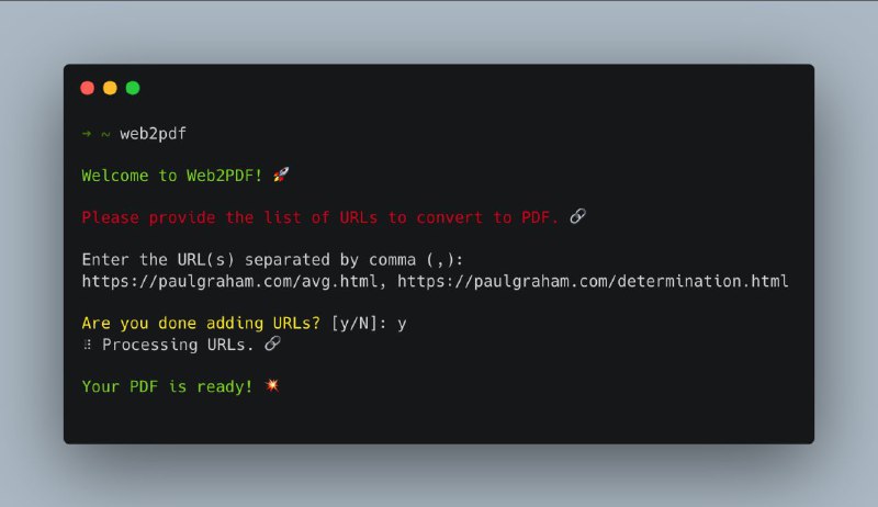 #GitHub #工具📑 Web2pdf - 网页转成 PDF 命令行工具▎项目功能
